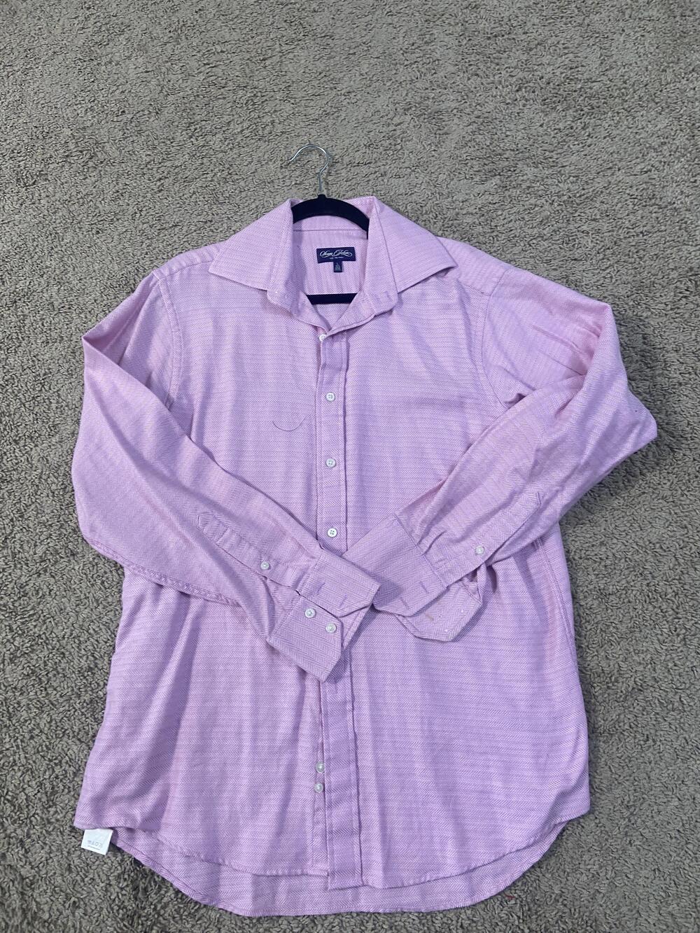 Sean John Shirt Mens 16.5 34/35 Pink Herringbone Dress Long Sleeve Spread
